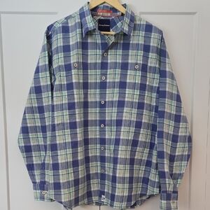 Tommy Bahama Blue and Green Plaid Shirt
